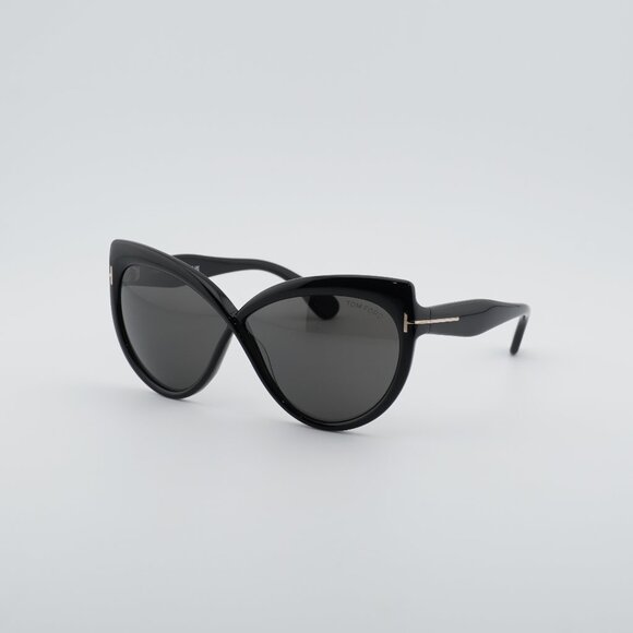 Tom Ford Beatrice FT1196 01A Sunglasses Black Butterfly Frame Smoke Lenses